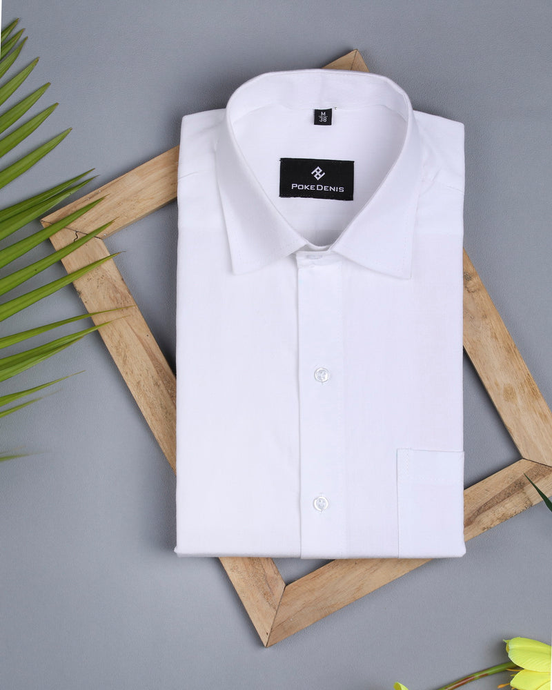 WARMING WHITE PLAIN COTTON SHIRT