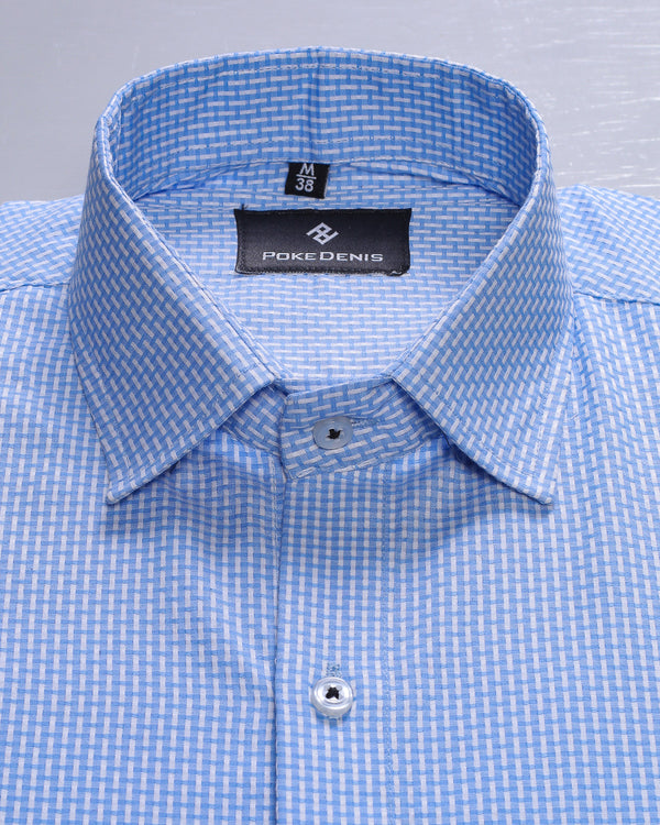 Sky-Blue Dotted Premium Cotton Shirt