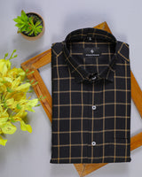 Black with Yellow Checks Premium Cotton Shirt