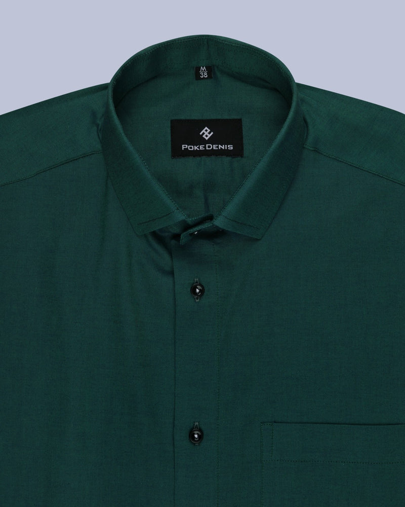 DARK GREEN PLAIN PREMIUM COTTON SHIRT