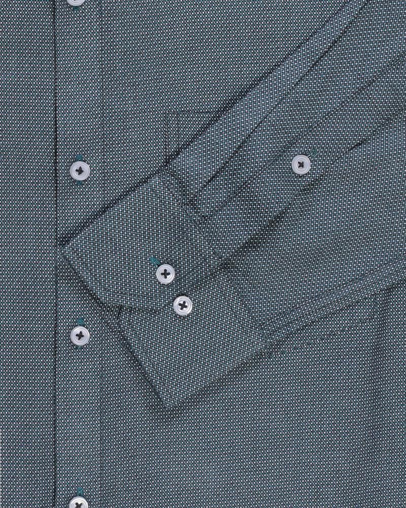 DARK GREEN DOTTED DOBBY  COTTON SHIRT