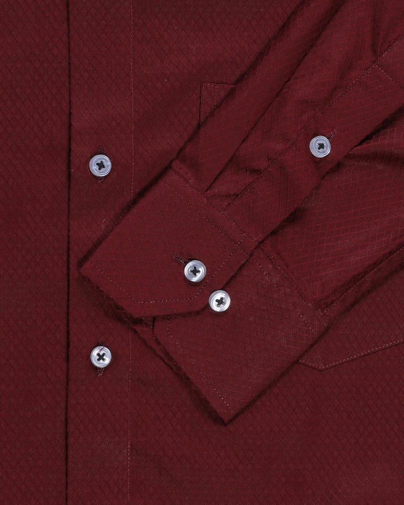 Maroon Jacquard Dobby premium Cotton Shirt