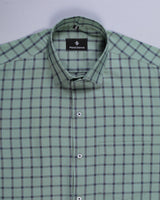 Verdant Green With Blue Checks Premium Cotton Shirt