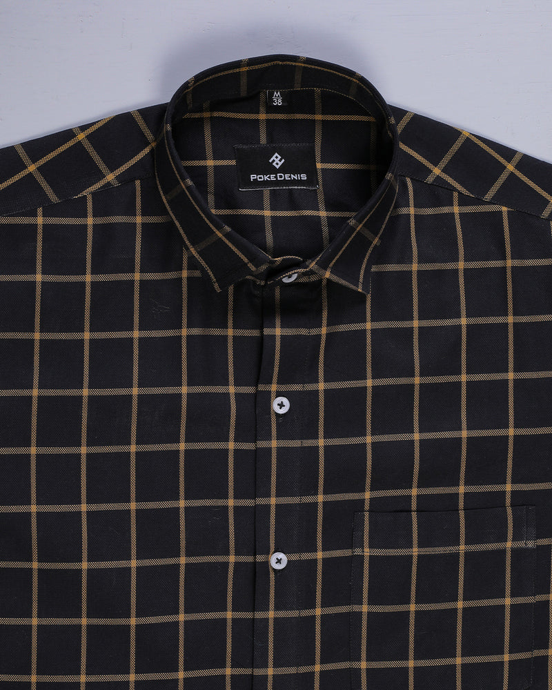 Black with Yellow Checks Premium Cotton Shirt