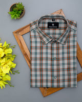 STILET CREAM WITH RAMA MOORUN CHECK PLAID SOFT TWILL GIZA COTTON SHIRT