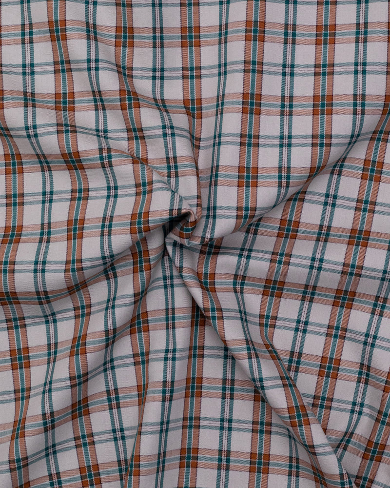 STILET CREAM WITH RAMA MOORUN CHECK PLAID SOFT TWILL GIZA COTTON SHIRT